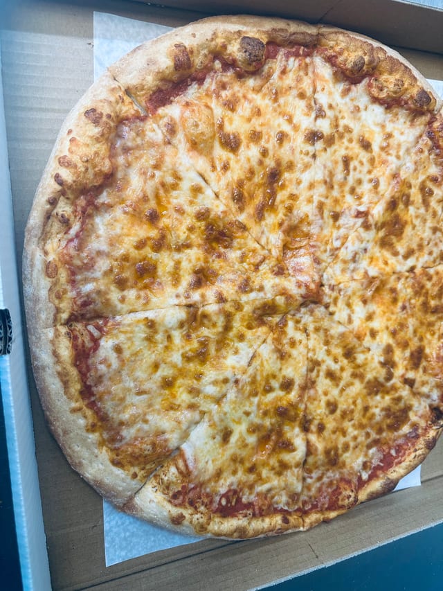Three Large Cheese Pizza.